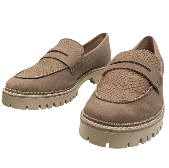 Crevo Shoes - Crevo May Chunky slip on lug sole Taupe Leather Platform Loafer size 8 Preppy